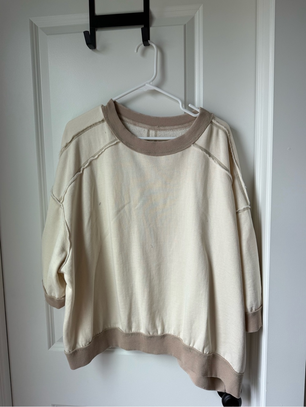 We The Free Cream and Beige Fleece Crew Sweatshirt - Picture 2 of 2